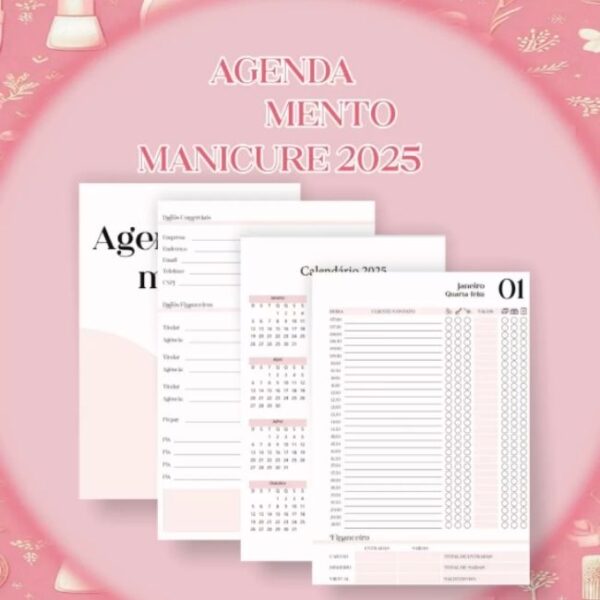 Agenda Agendamento Manicure - 2025 Rosa - Imagem 2