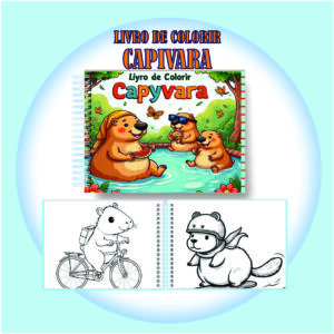 Arquivo Digital Livro de Colorir Fofo de Capivara