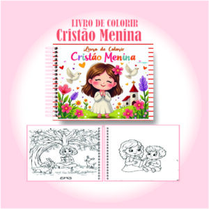 Livro de Colorir Fofo Cristão Menina Arquivo Digital