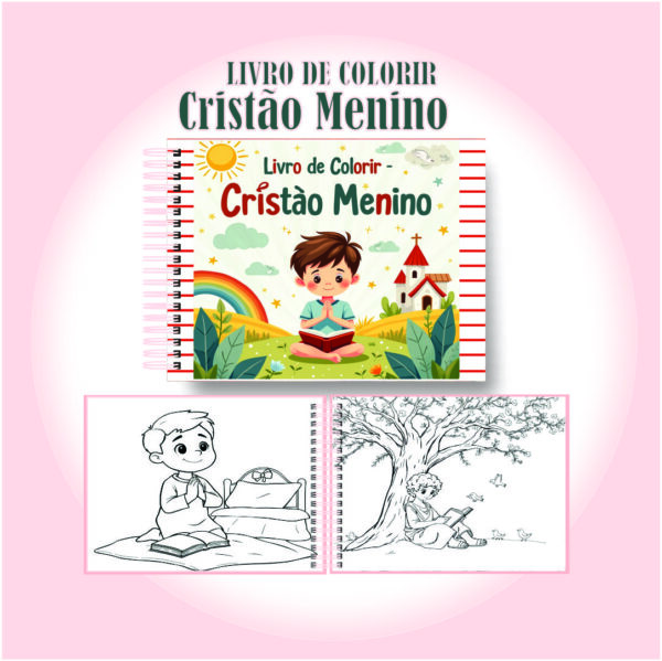 Livro de Colorir Fofo Cristão Menino Arquivo Digital