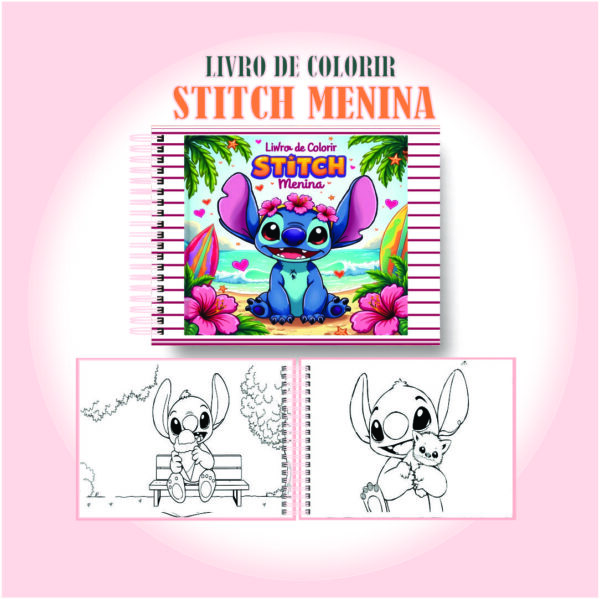 Livro de Colorir Fofo Stitch Menina