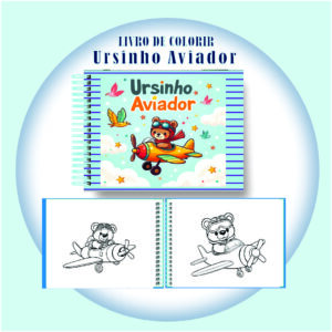 Arquivo Digital Livro de Colorir Ursinho Aviador