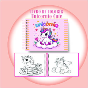 Arquivo Digital Livro de Colorir Unicórnio Baby Cute