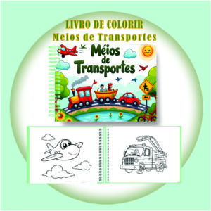 Arquivo Digital Livro de Colorir Meios de Transportes