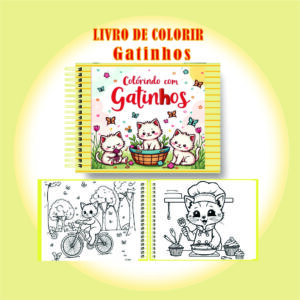Arquivo Digital Livro de Colorir Gatinhos Fofos