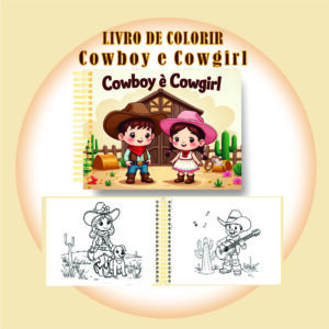 Arquivo Digital Livro de Colorir Cowboy e Cowgirl