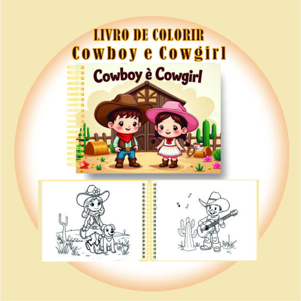 Arquivo Digital Livro de Colorir Cowboy e Cowgirl