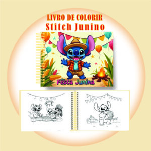 Arquivo Digital Livro de Colorir Stitch Festa Junina