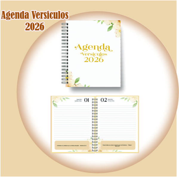 Arquivo Digital – Agenda de Versículos 2026 Amarela Floral