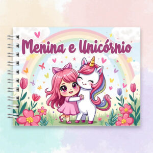 Arquivo Digital Livro de Colorir  Menina e Unicórnio